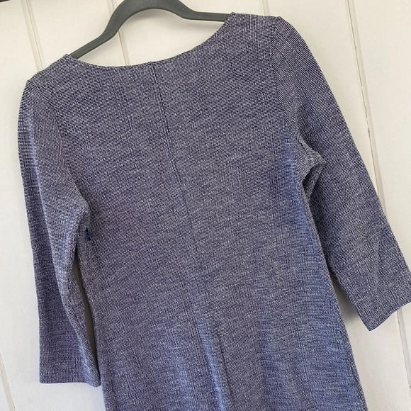 Theory, Mimi H Plentiful ¾ Sleeve Shift Dress, Navy Blue, White - Picture 5 of 10